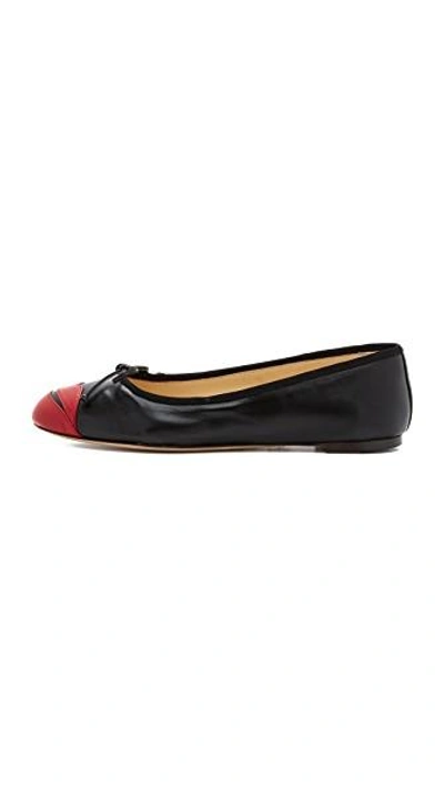 Shop Charlotte Olympia Kiss Me Darcy Flats In Black/red