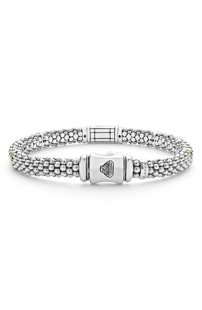 Lagos Diamond Caviar Bead Bracelet In Silver Gold Diamond