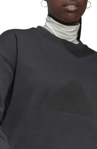 Shop Adidas Originals Crewneck Logo Sweatshirt In Carbon