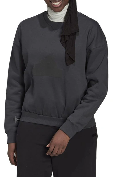 Shop Adidas Originals Crewneck Logo Sweatshirt In Carbon