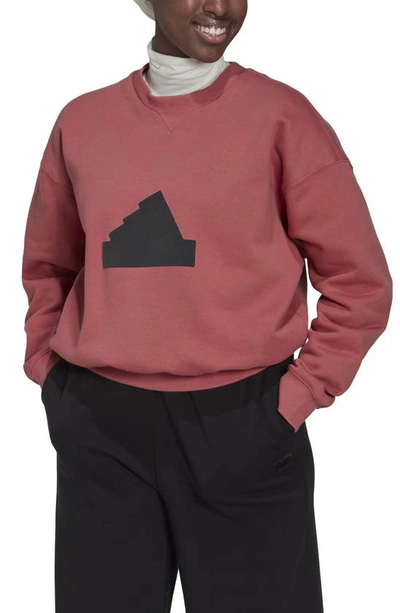 Shop Adidas Originals Crewneck Logo Sweatshirt In Wonder Red