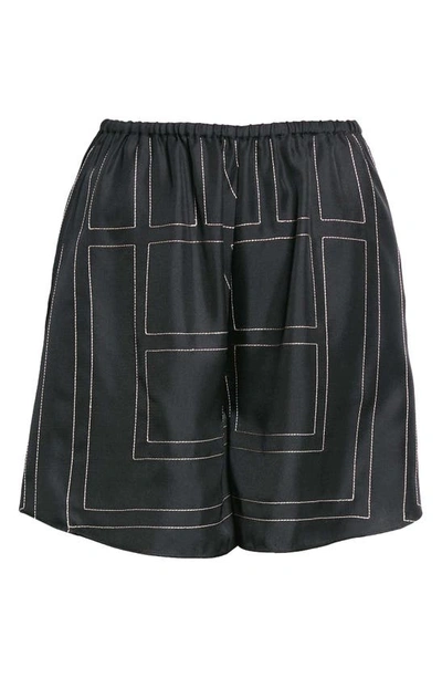 Shop Totême Monogram Pull-on Silk Shorts In Black Monogram