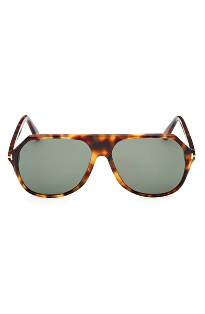 Shop Tom Ford Hayes 59mm Navigator Sunglasses In Blonde Havana / Green