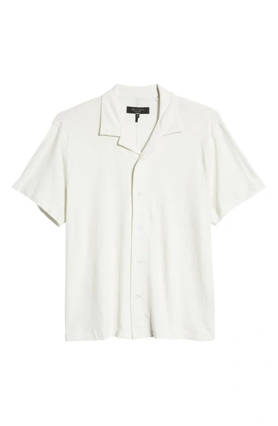 Shop Rag & Bone Avery Short Sleeve Linen & Cotton Knit Button-up Camp Shirt In Ivory