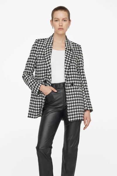 Shop Anine Bing Madeleine Blazer In Black And White Houndstooth