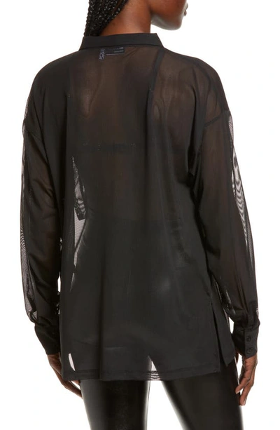 Asos Design Oversized Mesh Shirt In Black - Black In Black