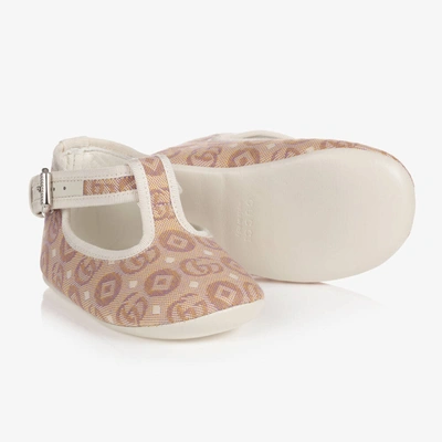 Shop Gucci Beige Gg Pre-walker Shoes