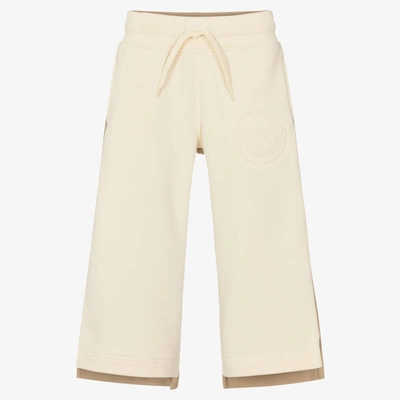 Shop Burberry Girls Ivory Wide Leg Joggers