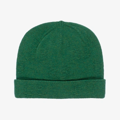 Shop Gucci Green Wool Gg Knit Hat