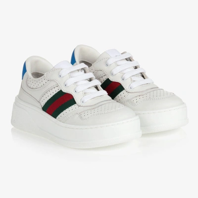 Shop Gucci White Leather Trainers