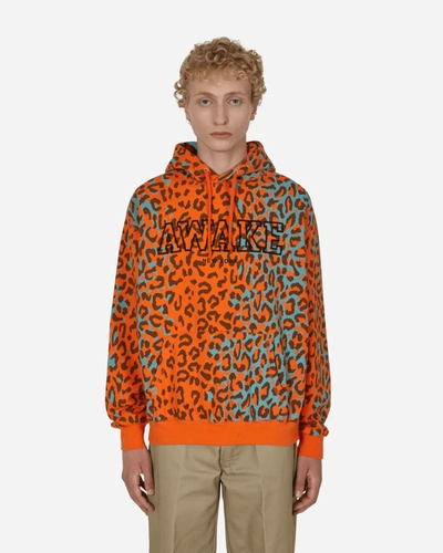 Shop Awake Ny Block Logo Hooded Sweatshirt Orange In Multicolor