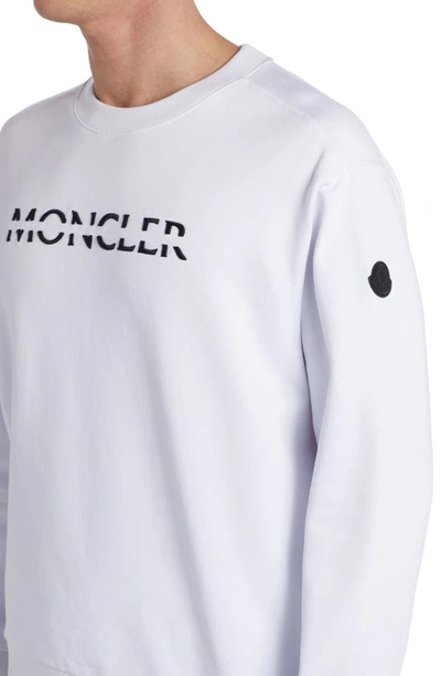 Shop Moncler Embroidered Strike Out Cotton Sweatshirt In White