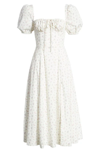Shop House Of Cb Tallulah Puff Sleeve Midi Dress In White Floral