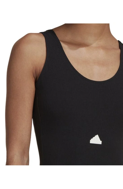 Shop Adidas Sportswear Cutout Rib Tank Bodysuit In Black/ White