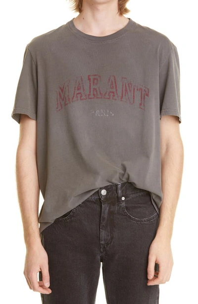 Shop Isabel Marant Honore Logo Graphic Tee In Faded Black