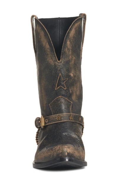 Shop Golden Goose Wish Star Harness Short Western Boot In Black/ Beige