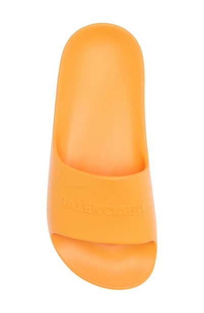 Shop Balenciaga Logo Platform Slide Sandal In Orange