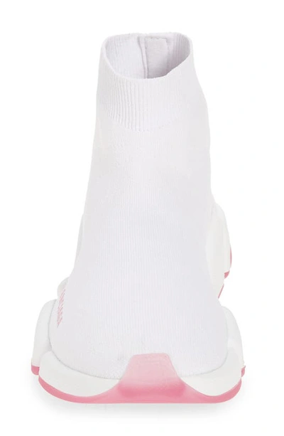 Balenciaga Speed 2.0 Transparent Sole Sock Sneaker In White/ White/ Pink