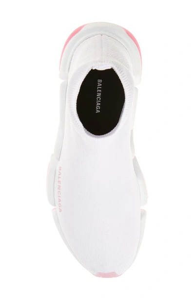 Balenciaga Speed 2.0 Transparent Sole Sock Sneaker In White/ White/ Pink
