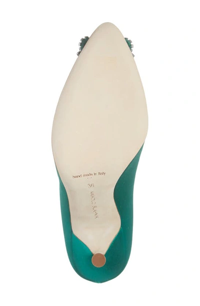 Manolo Blahnik Hangisi 90 Emerald Satin Pumps In Green