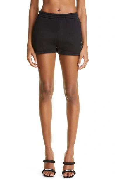 Shop Alexander Wang T Relaxed Fit Cotton Blend Sweat Shorts In Black