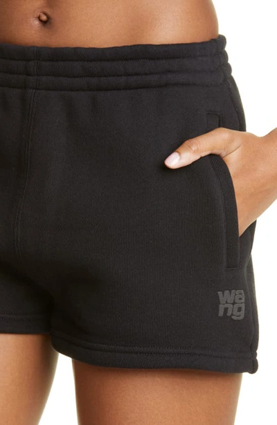 Shop Alexander Wang T Relaxed Fit Cotton Blend Sweat Shorts In Black