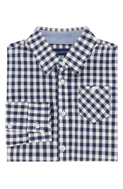 Andy & Evan Boy's Cotton Button-down Shirt In Navy