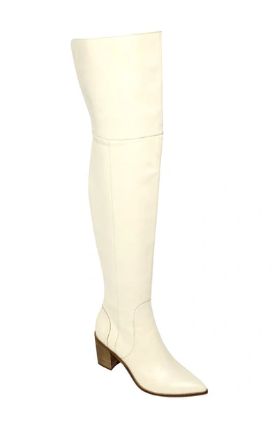 Shop Charles David Elda Pointed Toe Over The Knee Boot In Off White Leather