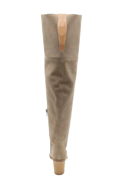 Shop Charles David Elda Pointed Toe Over The Knee Boot In Truffle/ Suede