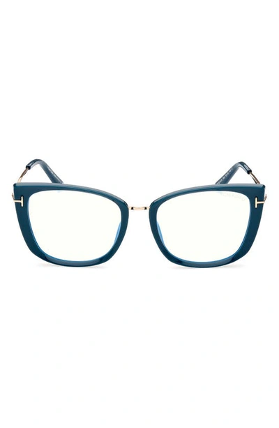 Shop Tom Ford 53mm Cat Eye Blue Light Blocking Glasses In Turquoise/ Other