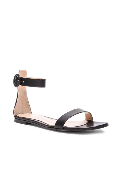 Shop Gianvito Rossi Leather Ankle Strap Sandals In Black