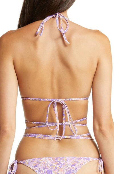 House Of Cb Naxos Floral Print Strappy Triangle Bikini Top In Ivory