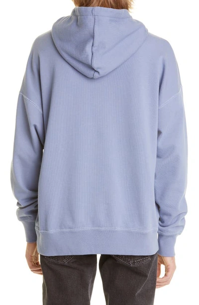 Shop Isabel Marant Malek Oversize Cotton Blend Logo Hoodie In Greyish Blue