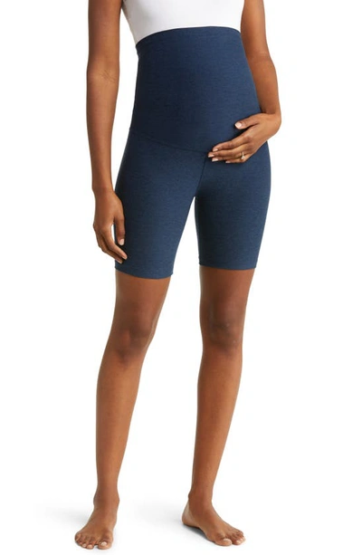 Shop Beyond Yoga Love The Bump Maternity Bike Shorts In Nocturnal Navy