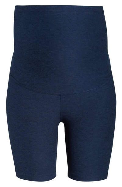 Shop Beyond Yoga Love The Bump Maternity Bike Shorts In Nocturnal Navy