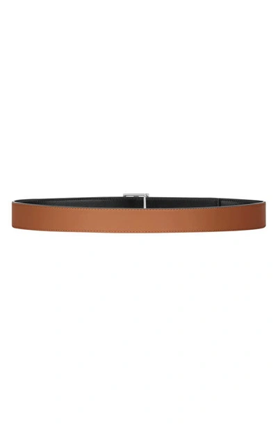 Shop Givenchy 4g Buckle Reversible Skinny Leather Belt In Tan