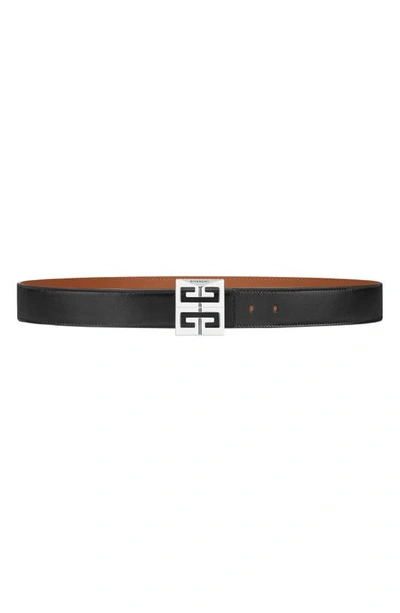 Shop Givenchy 4g Buckle Reversible Skinny Leather Belt In Tan