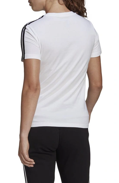 Shop Adidas Originals Essential Slim 3-stripes T-shirt In White/ Black