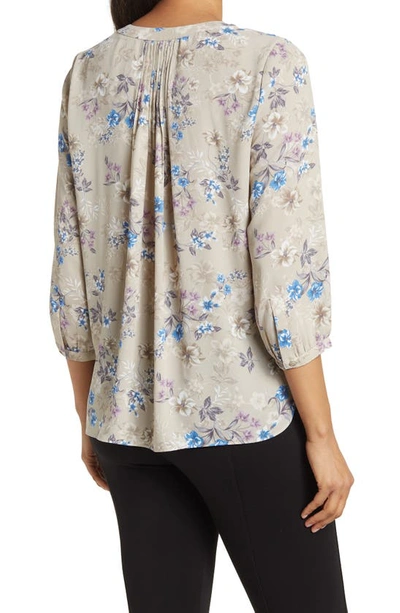 Shop Nydj High-low Crepe Blouse In Idlewild