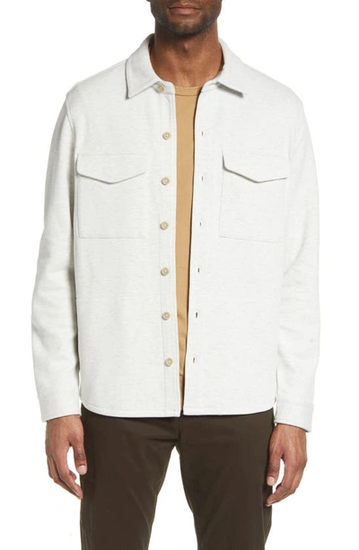 Shop Vince Cotton Blend Shirt Jacket In White/ Light Grey