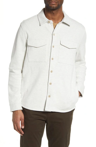 Shop Vince Cotton Blend Shirt Jacket In White/ Light Grey