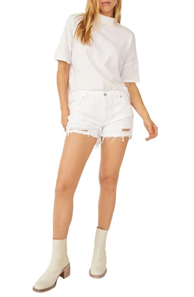 Shop Free People Maggie Distressed Shorts In Optic White