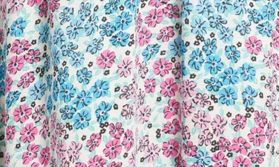 Lost + Wander Blossom & Bloom Floral Smocked Dress In Blue Pink Floral