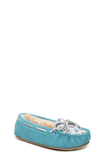 Shop Minnetonka Kids' Cassie Slipper In Unicorn Turquoise