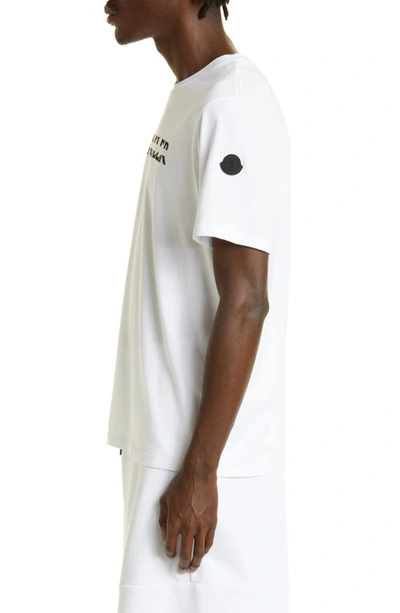 Shop Moncler Strike Out Logo Cotton T-shirt In White