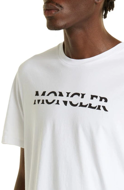 Shop Moncler Strike Out Logo Cotton T-shirt In White