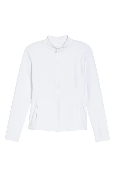 Shop Beyond Yoga On The Go Mock Neck Jacket In Cloud White