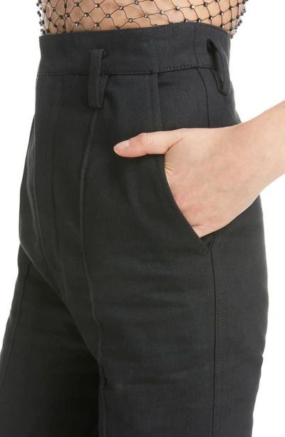 Shop Saint Laurent High Waist Flare Leg Denim Pants In Noir