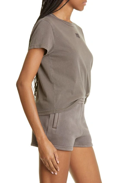 Alexander Wang T Shrunken Cotton Logo Tee In Washed Cola