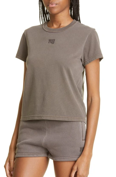 Shop Alexander Wang T Shrunken Cotton Logo Tee In Washed Cola